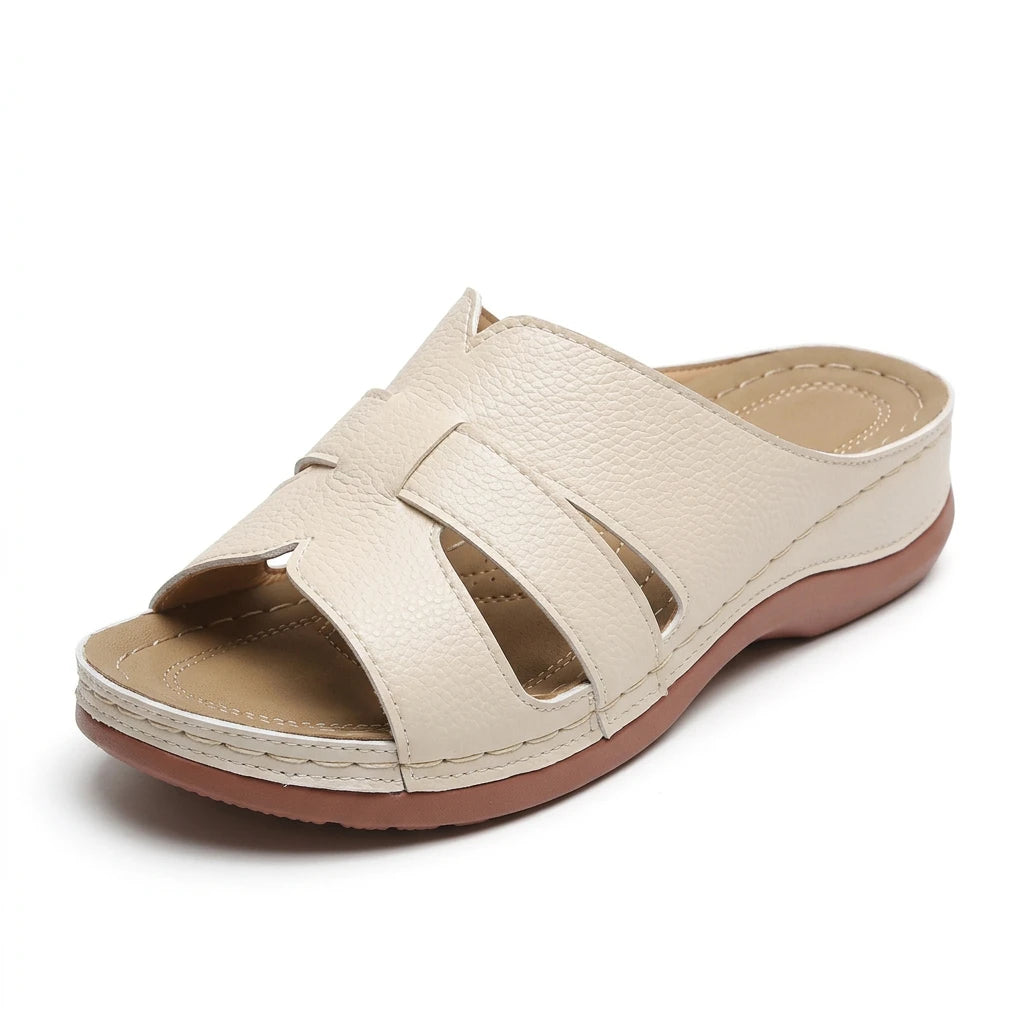 sandales plates cuir camel femme - Variation 2