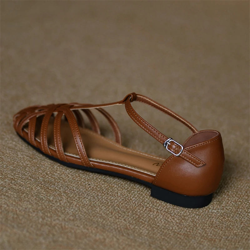 sandales spartiates cuir femme