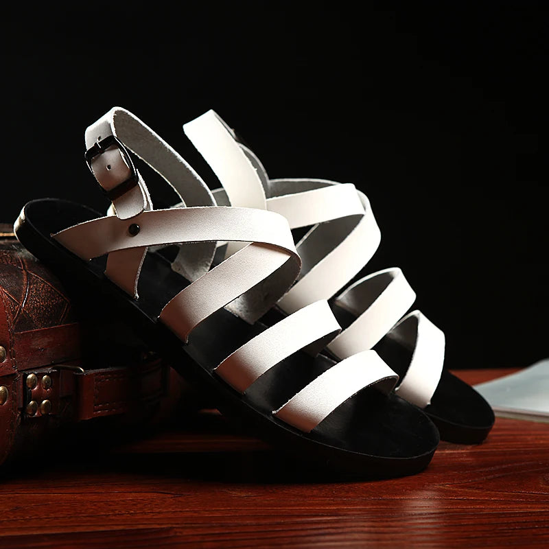 sandales cuir tressé homme